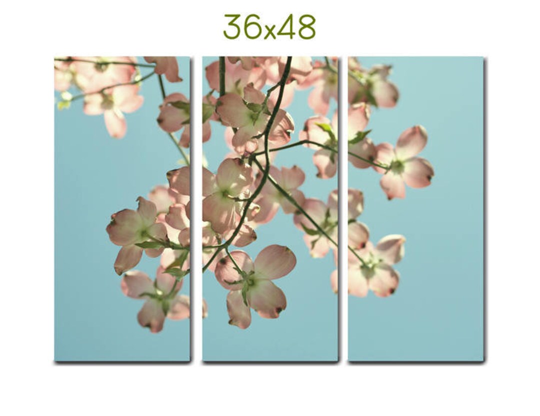 3 Piece Wall Art Dogwood Tree Canvas, 3 Panel Extra Large Wall Art