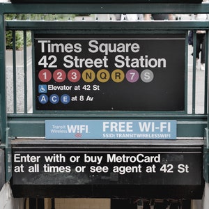 Times square subway sign, New York City photo print or canvas, extra large wall art, New York gift, NY office apartmen art, dorm wall decor image 1