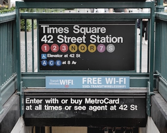 Times square subway sign, New York City photo print or canvas, extra large wall art, New York gift, NY office apartmen art, dorm wall decor