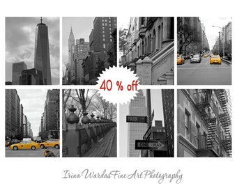 Black and white New York City photography, nyc print set of 8, New York gallery wall decor, 11x14,  8x10 NYC art prints, New York pictures