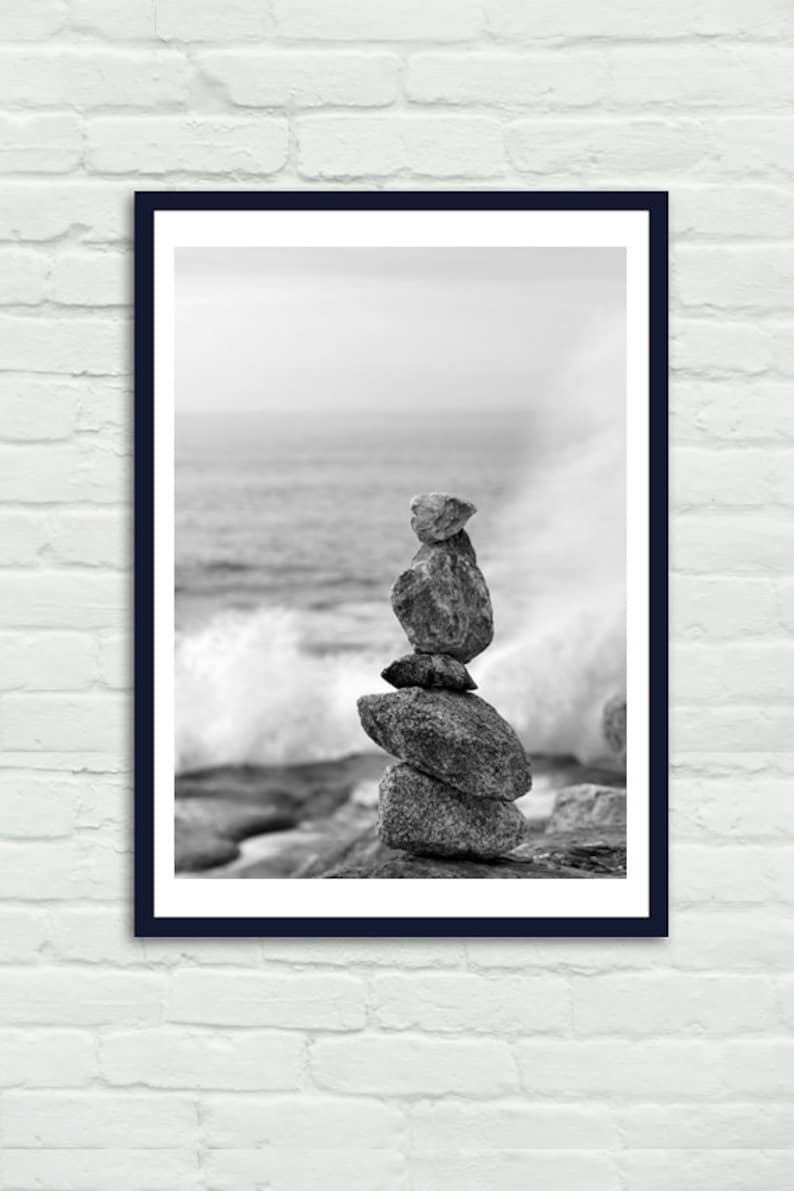 Black and White Zen Rocks Wall Art Large Photography Print Etsy