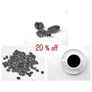 Coffee art prints, kitchen decor, food art, coffee bean wall art set of 3, kitchen pictures black and white, dining room art, kitchen photos