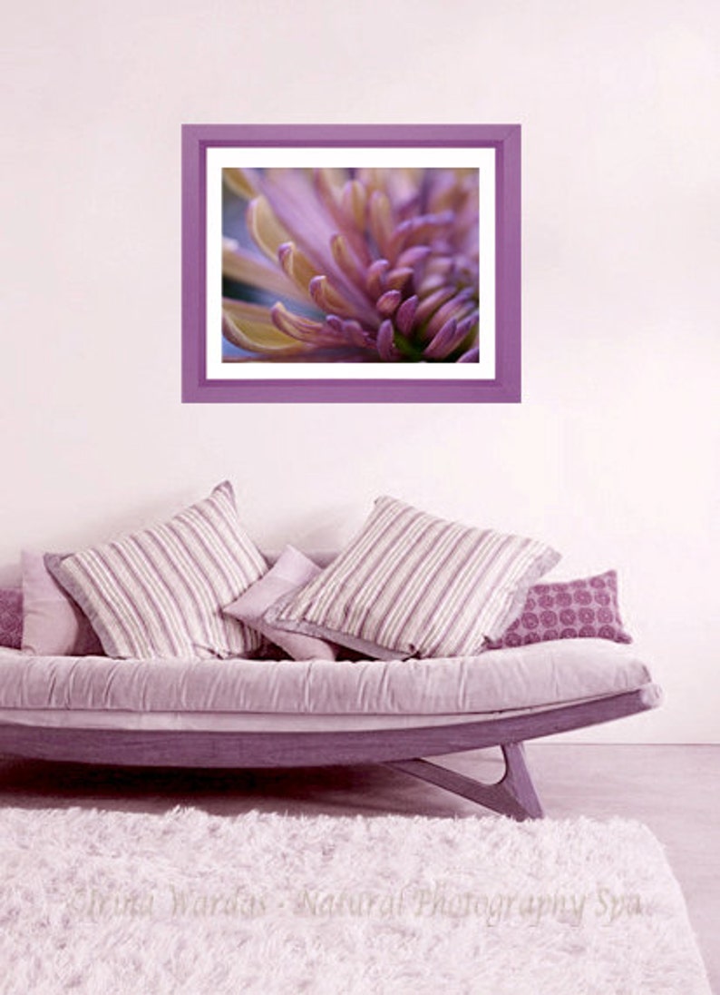 Purple wall art print, modern flower photo print, floral macro photography, bronze brown plum purple artwork, bathroom bedroom wall picture image 3