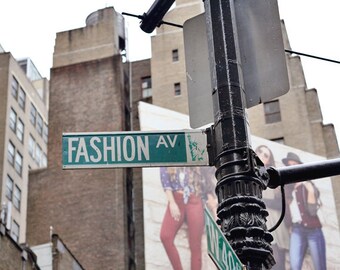 New York City fashion billboard print, NYC fashion street avenue sign, Garment district, girls room dorm wall art decor, gift for women