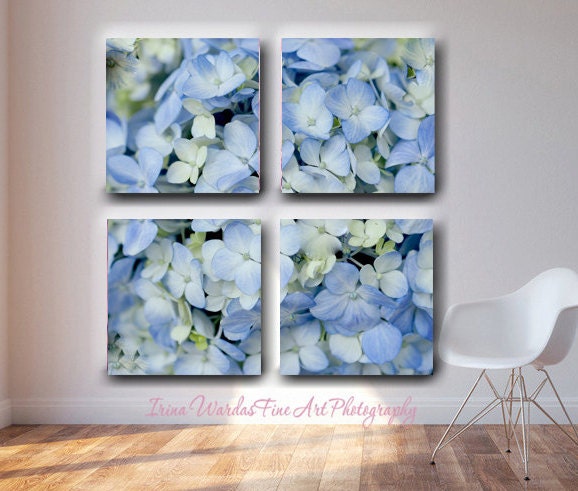 Extra Large Wall Art 4 Panel Split Canvas Hydrangea Photograph 4