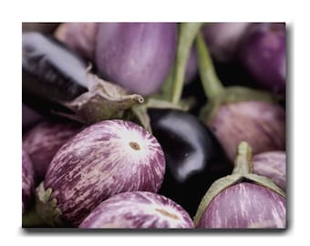 Kitchen wall art, kitchen print or canvas, large kitchen decor, purple eggplant vegetable wall art, dining room wall art, food wall decor