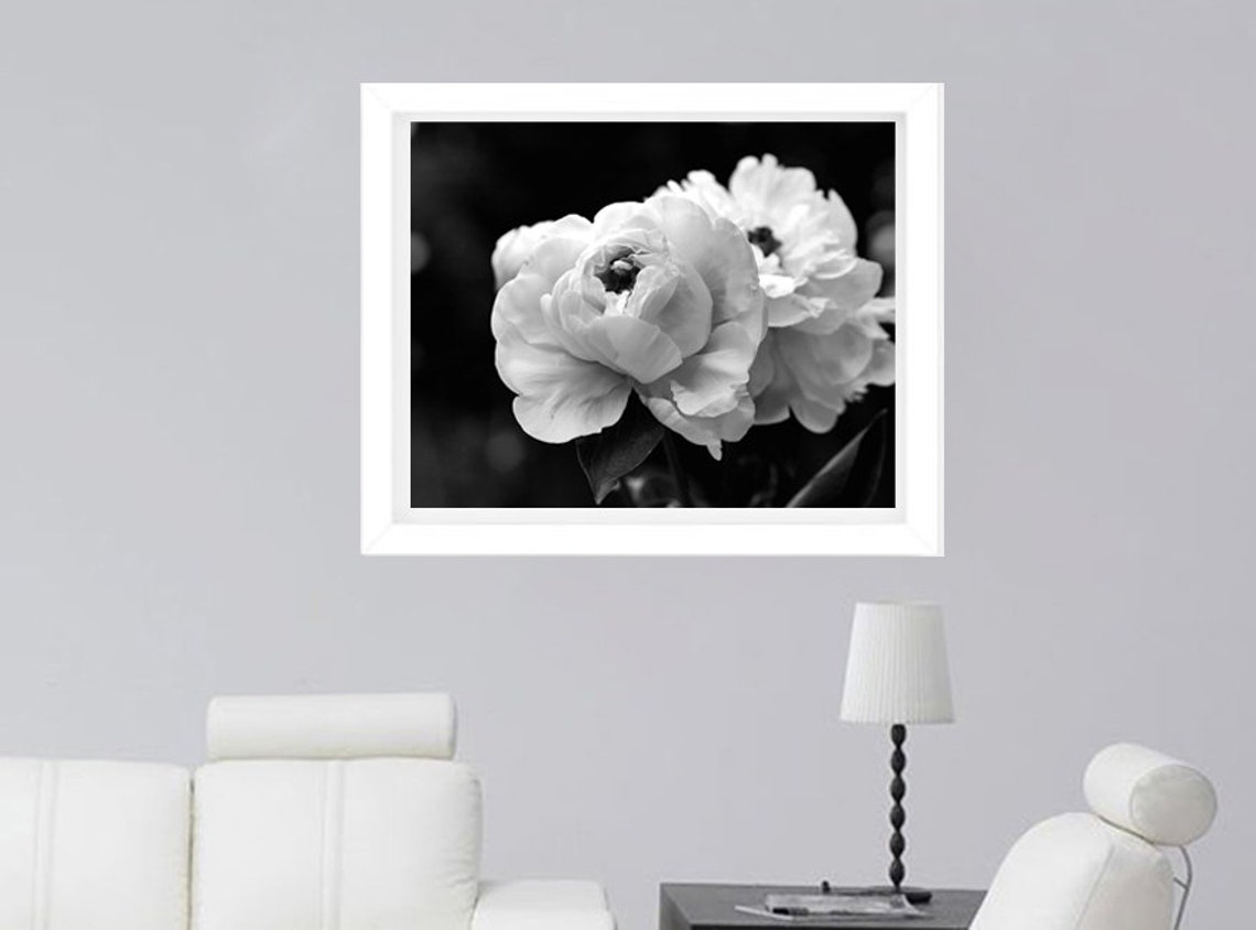 Black and white flower wall art dark floral photography print | Etsy