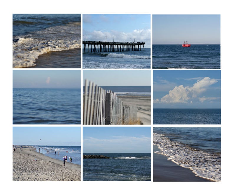 ocean beach photography navy blue wall art Beach gallery wall art set of 9 prints nautical dark blue decor pictures coastal wall decor