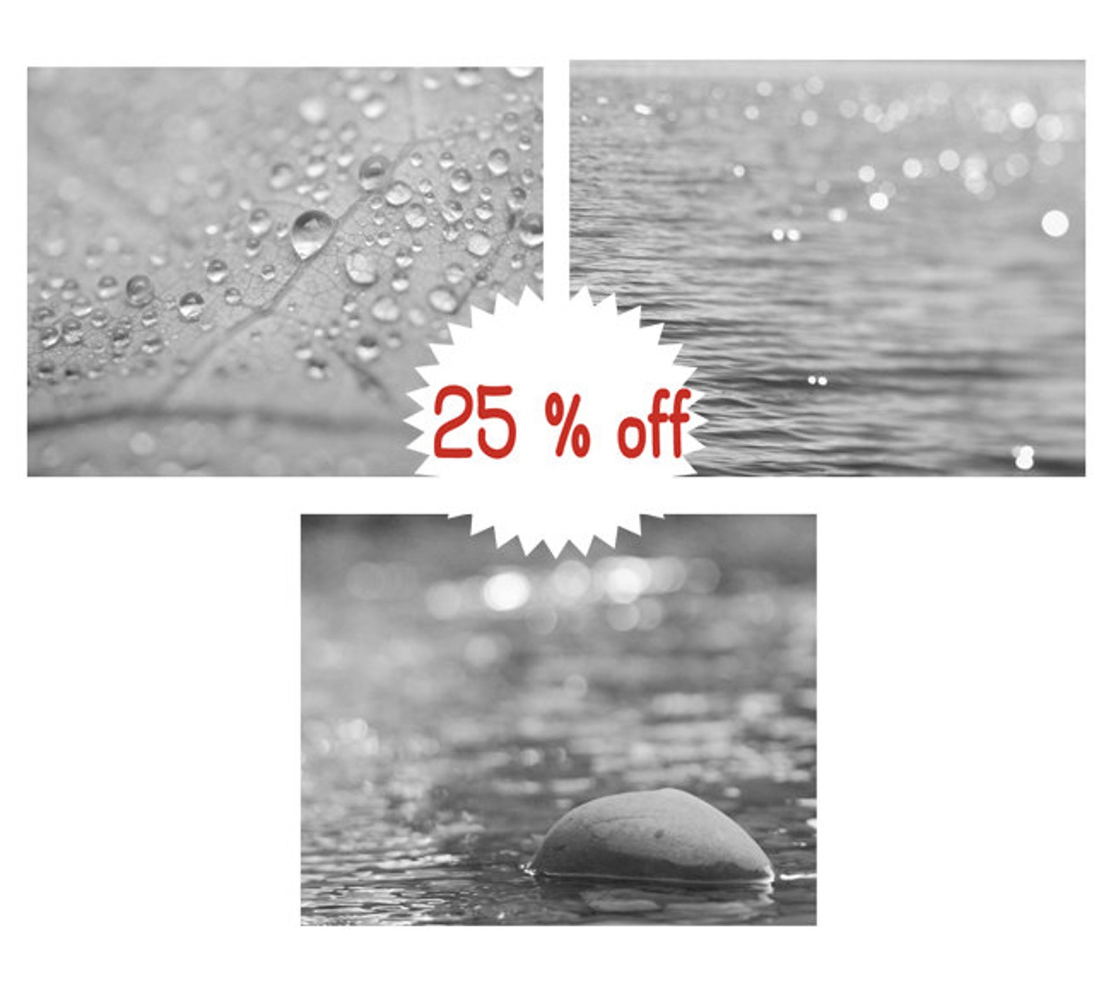 Modern Bath Art Grey Photography Set of 3 Black and White Etsy