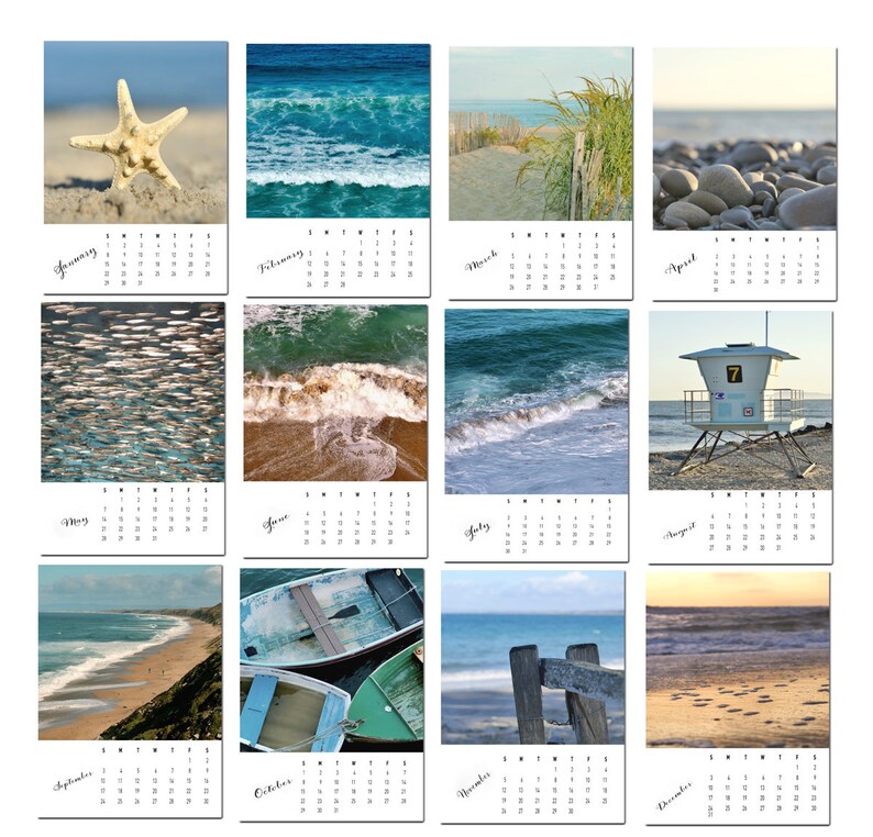 2023 Desk Calendar Calendar for Wall Ocean Beach Etsy