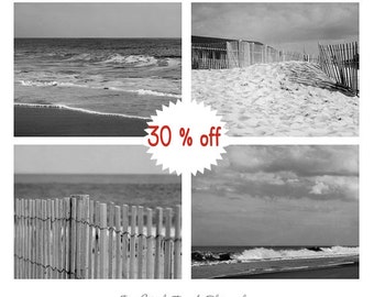 Black & white photography set, beach pictures, 4 11x14, 8x10 coastal photos, grey wall art ocean photography nautical art prints, seashore