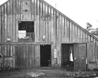 Barn photography black and white barn print, old barn picture, farmhouse home decor, rustic country farm house wall art, grey photo