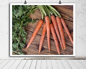 Farmhouse kitchen art print, rustic kitchen wall decor carrot photo, country kitchen photography, dining room print vegetable wall art