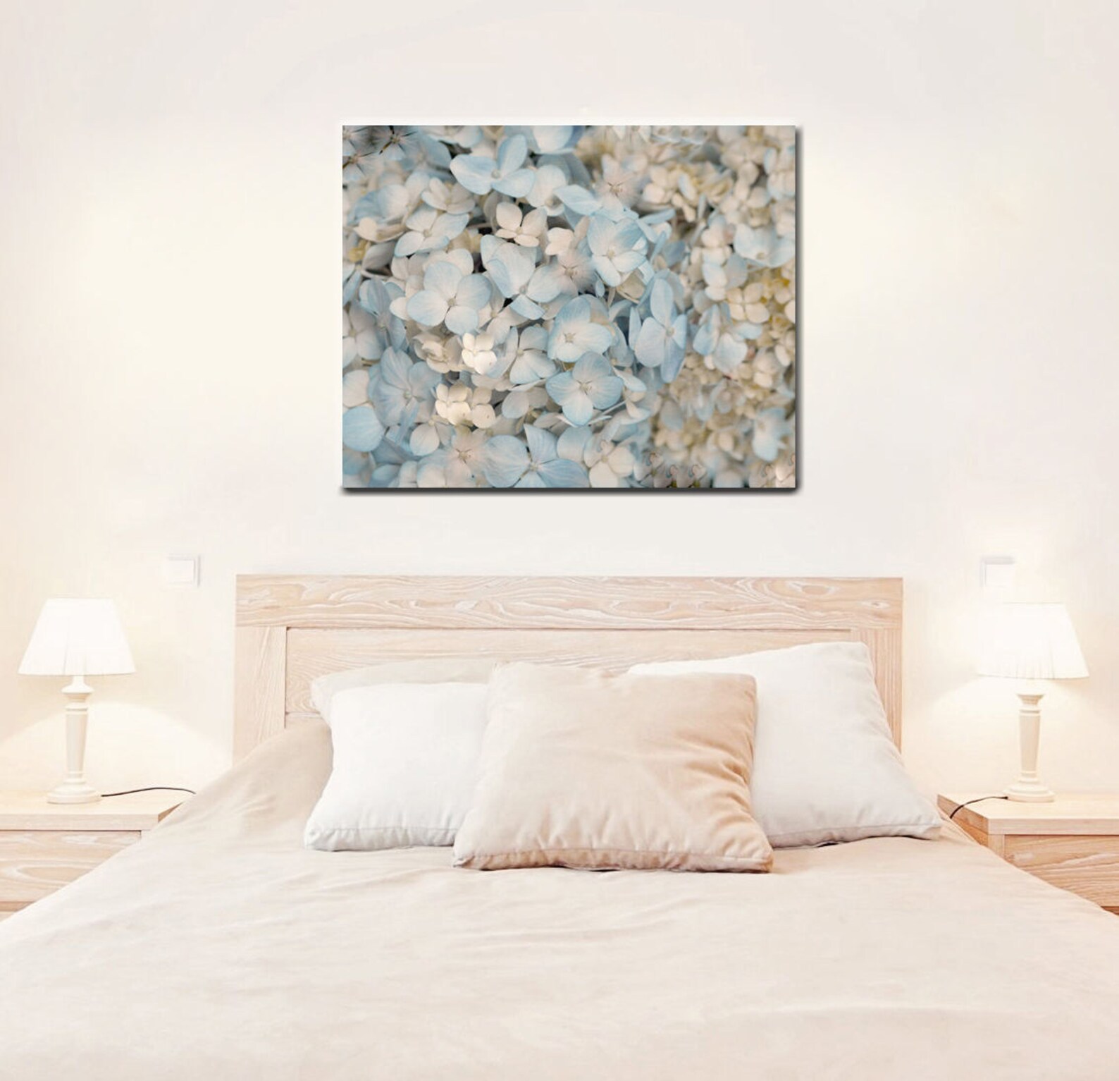 Hydrangea Canvas Wall Art Pale Blue Wall Art Pastel Floral | Etsy