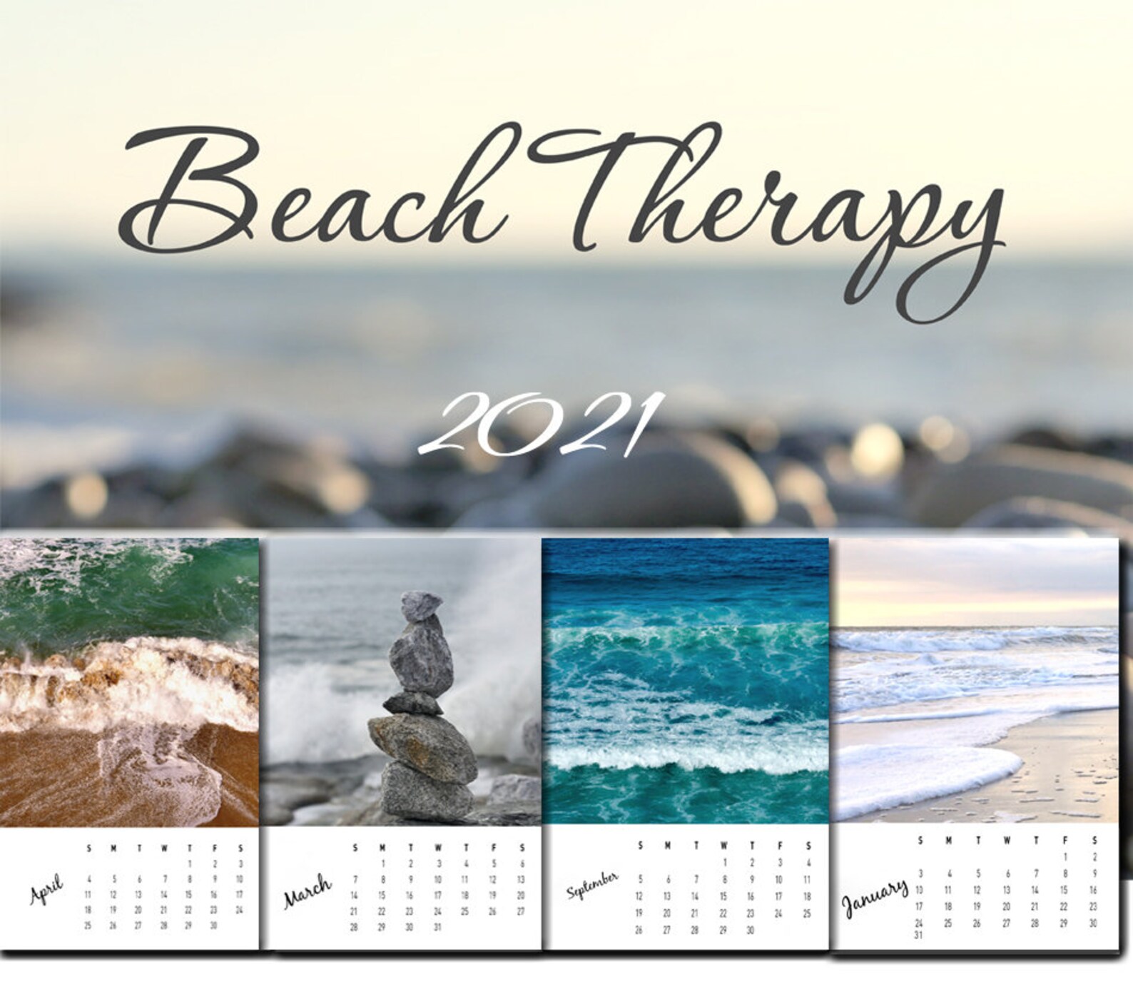2021 beach calendar 5x7 4x6 beach themed photography Etsy