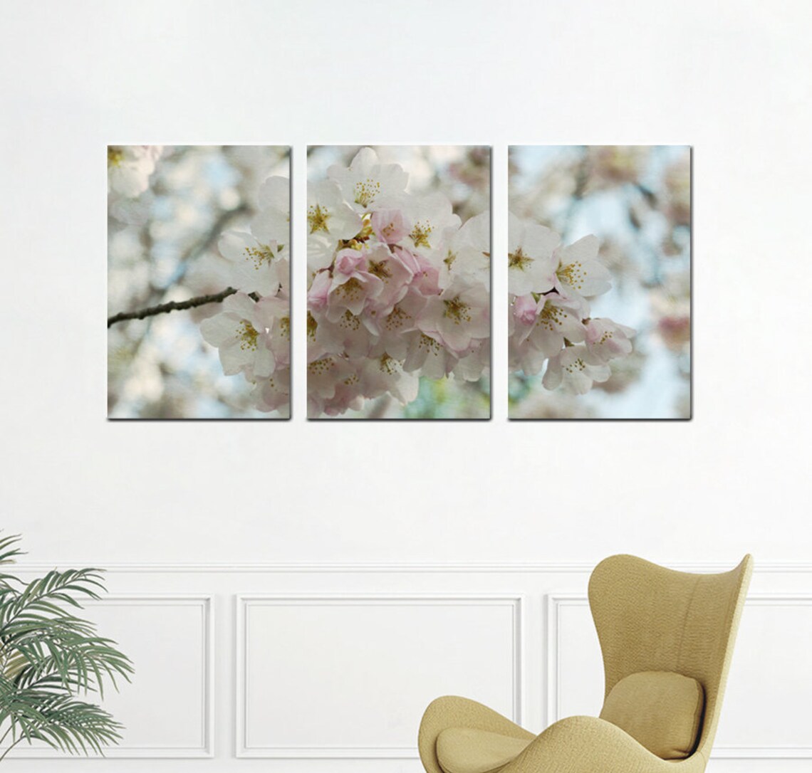 3 Piece Wall Art Cherry Blossom Sakura Art Shabby Chic | Etsy