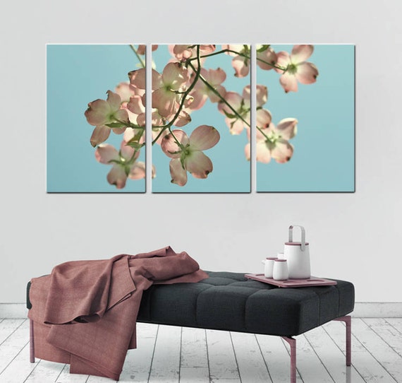 3 Piece Wall Art Dogwood Tree Canvas, 3 Panel Extra Large Wall Art