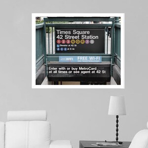 Times square subway sign, New York City photo print or canvas, extra large wall art, New York gift, NY office apartmen art, dorm wall decor image 2