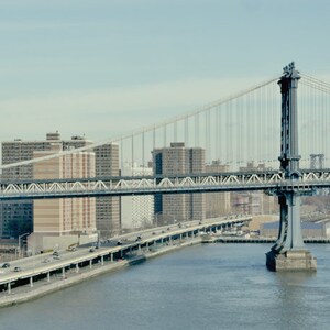 NYC photography, Manhattan Bridge print, New York City photography, industrial art New York wall decor, New York City skyline, East River