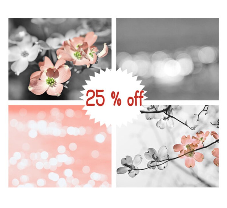 Peach and Grey Wall Art Grey and Peach Photo Prints Set of 4 Etsy