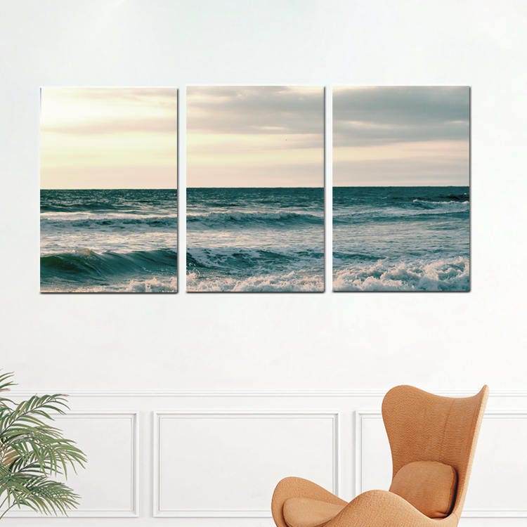 3 Panel Canvas Art, Tryptich Art, 3 Panel Wall Art,ocean Canvas