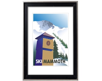 Ski Mammoth, Original Retro-Style Ski Poster/Print, Travel Poster/Print, Mammoth Lakes Art, Mountain Cabin Poster, Dorm Room Decor
