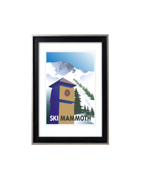 Ski Mammoth, Original Retro-Style Ski Poster/Print, Travel Poster/Print, Mammoth Lakes Art, Mountain Cabin Poster, Dorm Room Decor