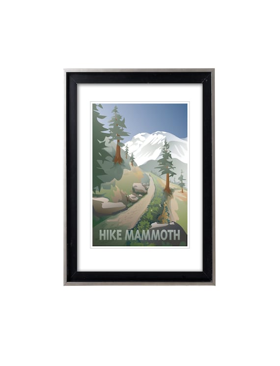 Hike Mammoth Retro-Style Poster/Print, Original Vintage-Style Travel Poster/Print, Mammoth Lakes Art, Cabin Decor, Hiking