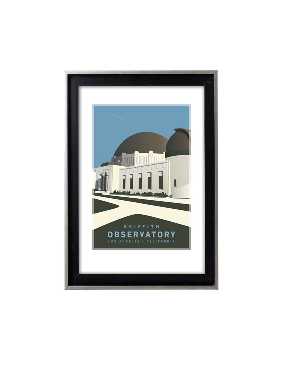 Griffith Observatory Poster/Print, Bold Blue Retro-Style Poster/Print, Original Design