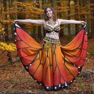 Monarch butterfly hand painted silk skirt, made to order
