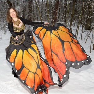 Hand painted monarch butterfly fan veils