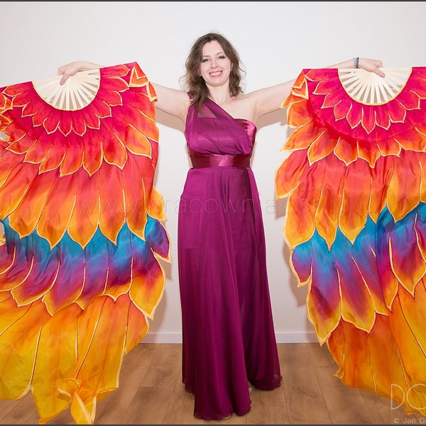 Ultraviolet  Phoenix bird, hand painted multicolored bird fan veils