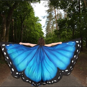 Morpho blue. Unique, hand painted silk wings made to order.