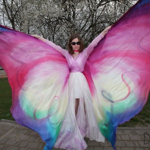 Belly dance wings, hand painted silk. Made to order - multicolored, ombre, pattern. Unique handmade wings in your colors