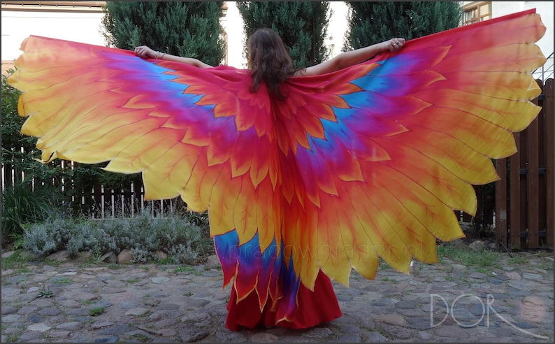 Phoenix Bird Wings Hand Painted Silk Dance Wings Costume For Etsy