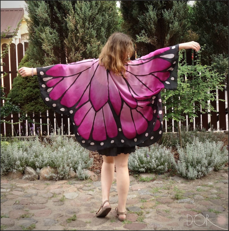 Monarch Butterfly Kimono. Hand Painted Silk Kimono. Made to Etsy