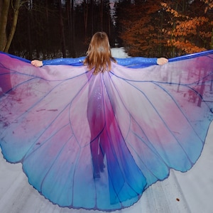 Transparent butterfly unique dance wings in pink, purple blue and turqouise.