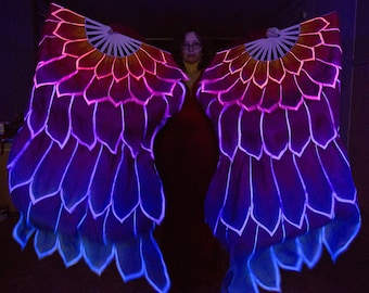 Ultraviolet bird, hand painted multicolored bird fan veils