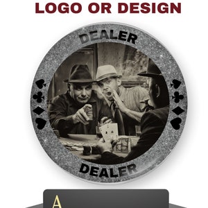 Personalized Glass Dealer Button, Poker Dealer Button, Dealer, Big Blind, Small Blind, Photo, Logo, Poker Design, Card Guard, Texas Hold-Em