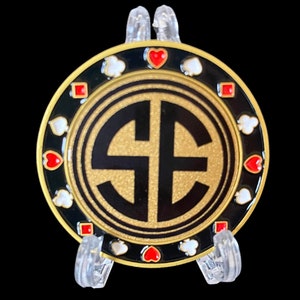 Poker Chip, Personalized Monogram Poker Chip, Customized Initials Poker Chip, Card Protector, Card Guard, Ball Marker, Texas Hold-em Gift