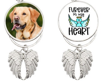 Pet Memorial Car Angel Wings for Rear View Mirror, Hanging Double Sided Angel Wings, Rainbow Bridge, Dog Cat Horse Memorial Ornament
