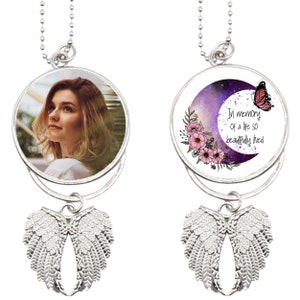 Memorial Car Angel Wings for Rear View Mirror, Hanging Double Sided Angel Wings, Angel Bouquet Charm, Memorial Tribute Ornament, Bereavement