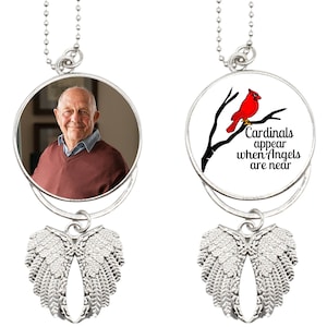 Memorial Car Angel Wings for Rear View Mirror, Hanging Double Sided Angel Wings, Angel Bouquet Charm, Memorial Tribute Ornament, Bereavement