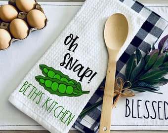 Kitchen Towel, Tea Towel, Bathroom Decorative Towel, Waffle Weave, Kitchen Pun, Personalized Tea Towel, Custom Kitchen Towel, Oh Snap