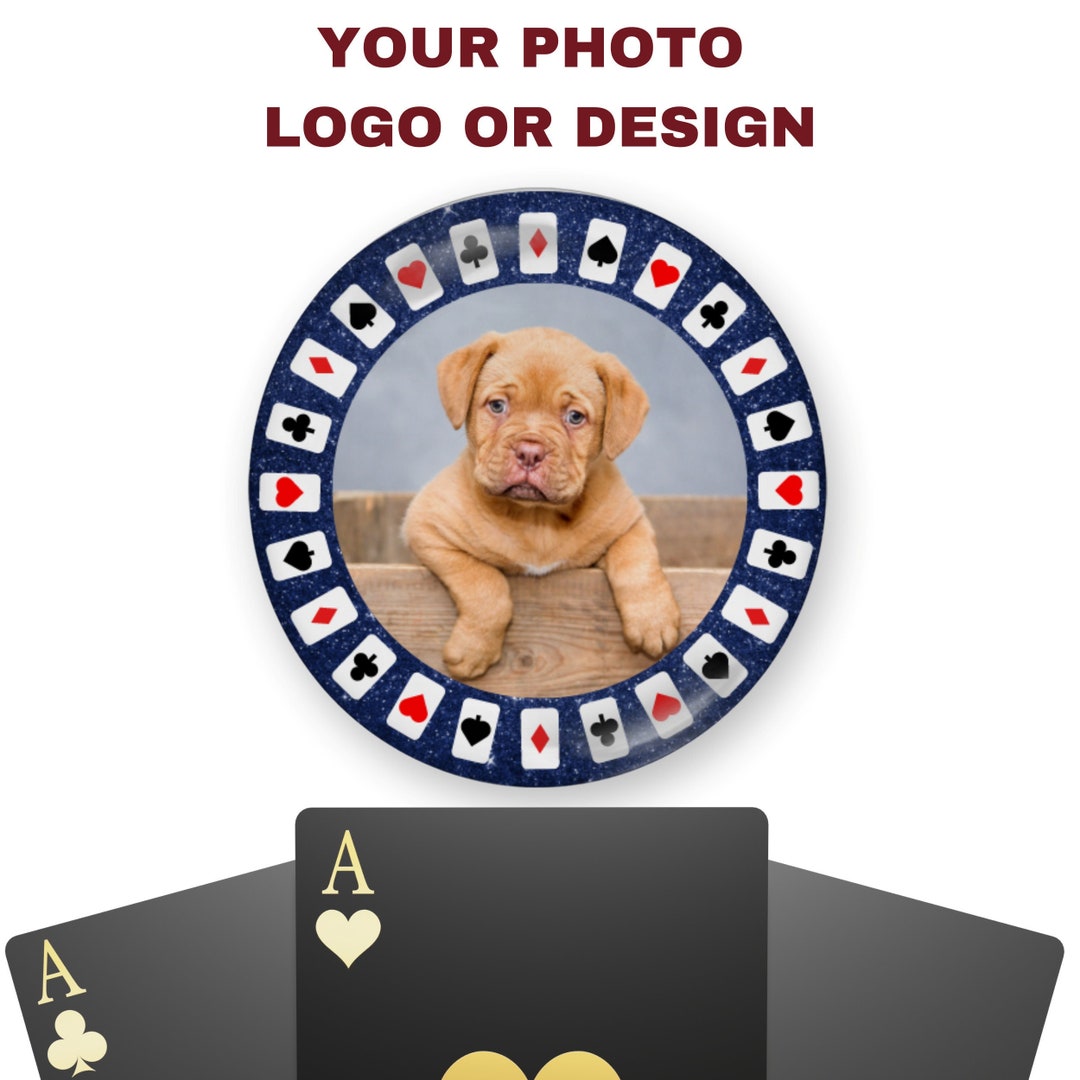 Personalized Glass Card Protector, Card Guard Custom, Lucky Charm, Photo, Logo, Poker Design