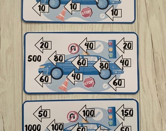 Sparutmaning Körkort -3 olika belopp A6 - Spaaruitdaging Rijbewijs -3 verschillende bedragen A6