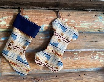 Neutral Christmas Stocking made from Pendleton Wool