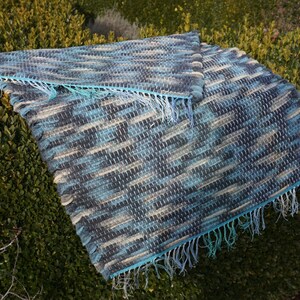Blue Wool Rug made from Pendleton Wool | Woven Rug