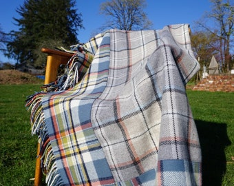 Blue Plaid Wool Blanket