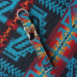 Wool Dog Collar | Blue and Orange Dog Collar made from Pendleton Wool | ASTORIA SUNSET